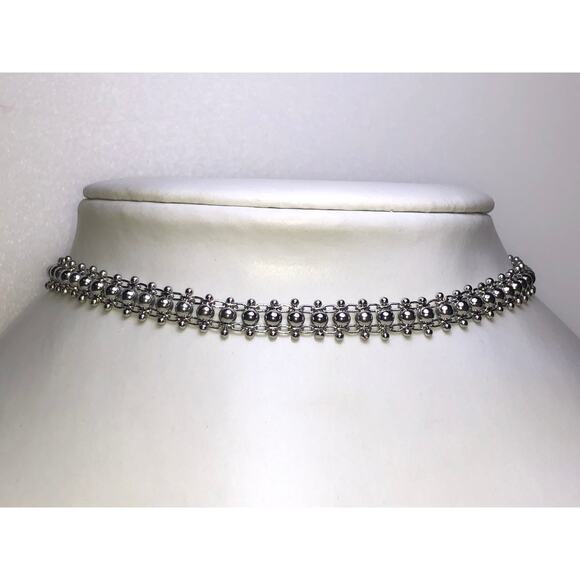 CHLOE + ISABEL silver beaded lattice choker necklace - N092 - Picture 1 of 3